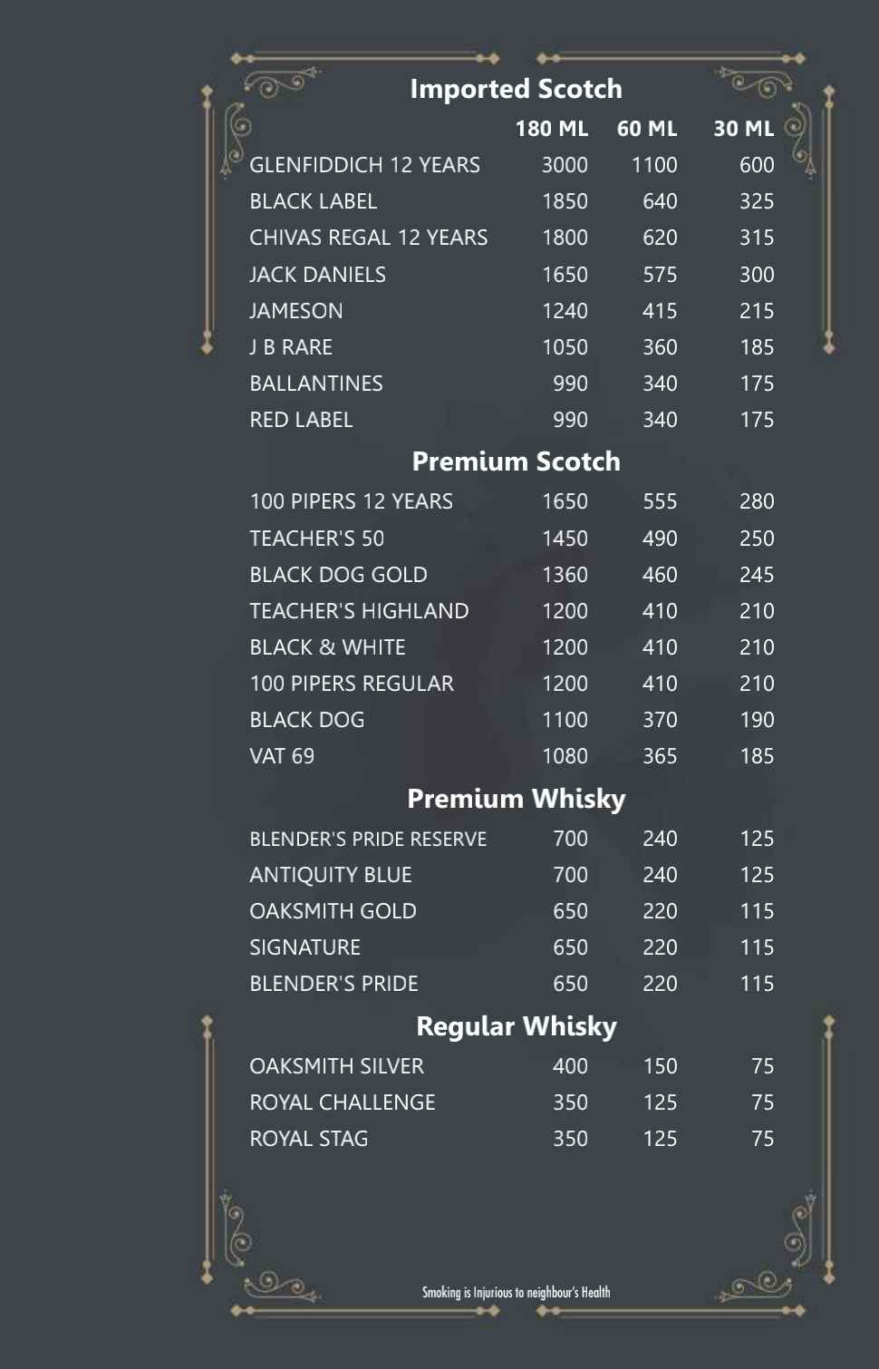 Bar Menu Page 3